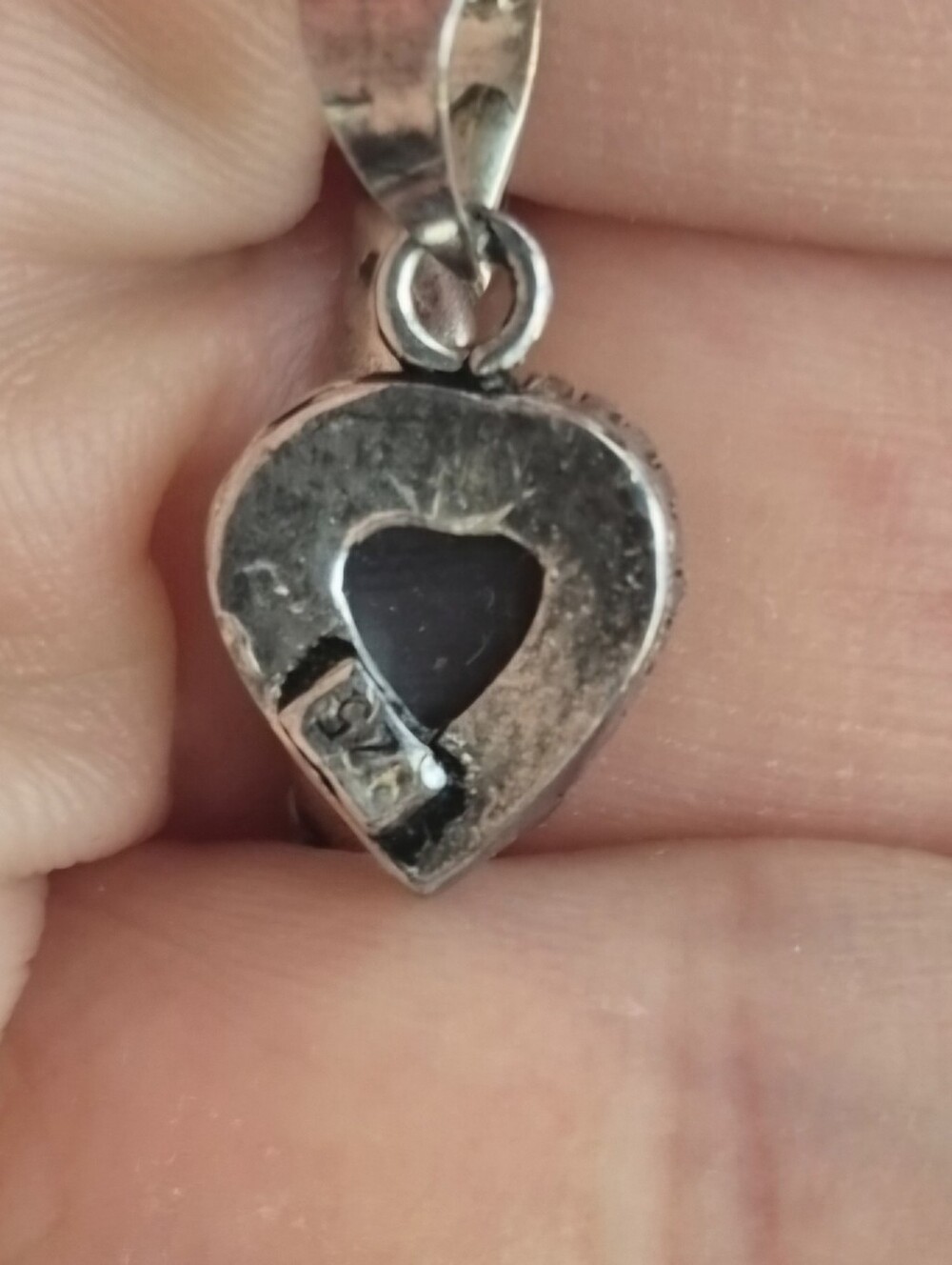 Sterling Silver Heart Pendant Necklace in Black - Picture 3 of 3